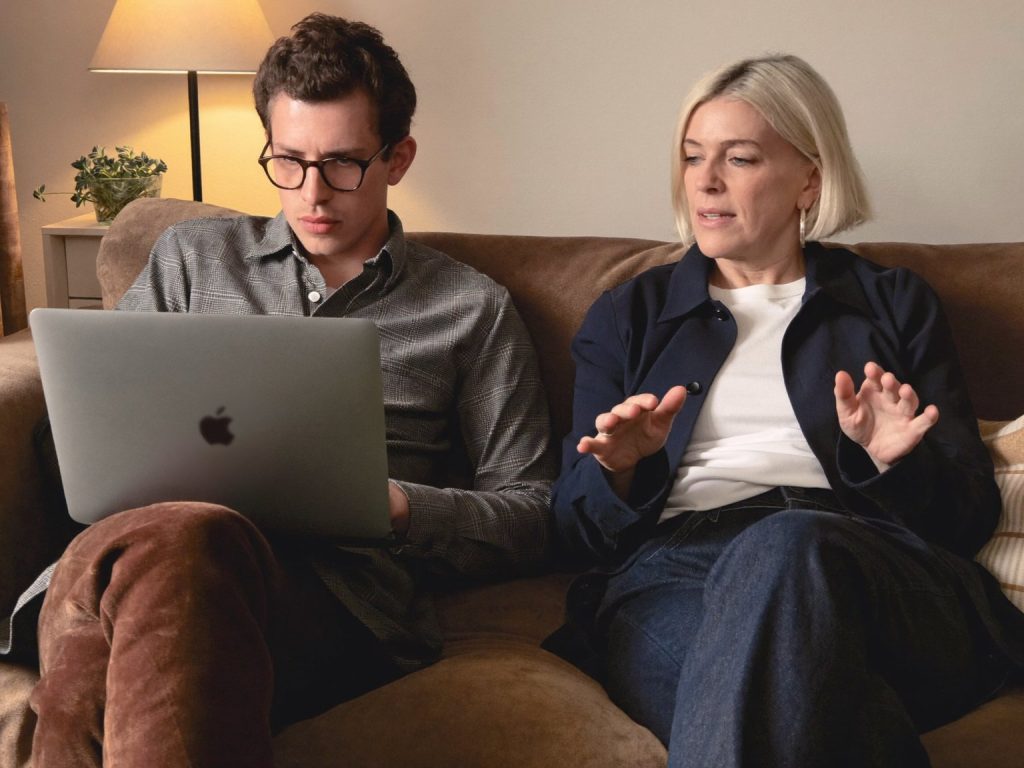 Couple joining an online relationship therapy session together